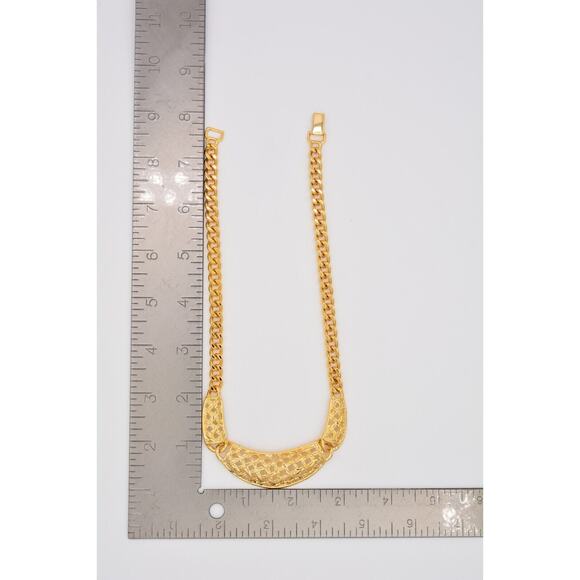 Vintage Chunky Collar Necklace Basket Weaved Cuban Chain Gold NOS 1980s Bin6A - Picture 12 of 12